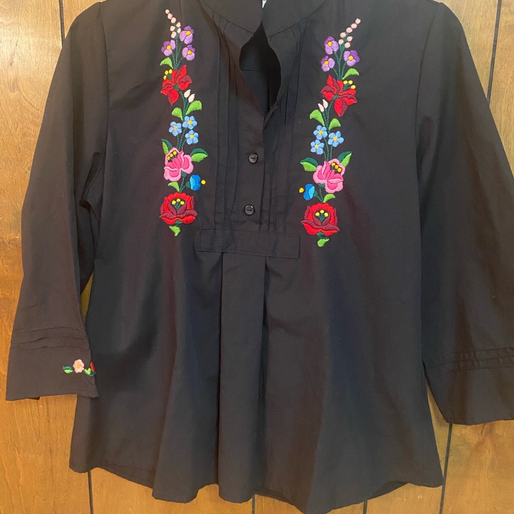 Embroidered Black Blouse